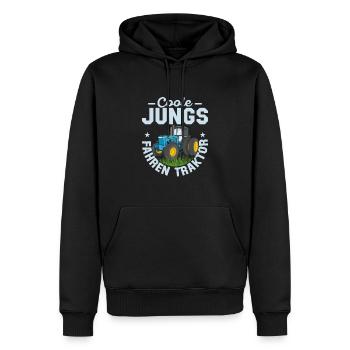 Coole Jungs fahren Traktor Trecker - Männer Premium Bio Hoodie - Schwarz - Vorne - Nico (187cm)