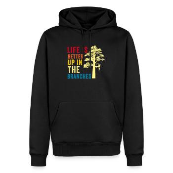 Baumpfleger Baumchirurg Holzarbeiter Lustiger Holzfäller - Männer Premium Bio Hoodie - Schwarz - Vorne - Nico (187cm)