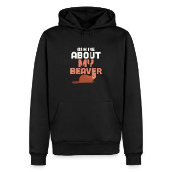 Posez-moi des questions sur mon animal rongeur castor - Sweat à capuche Premium bio Homme - noir - Devant - Nico (187cm)