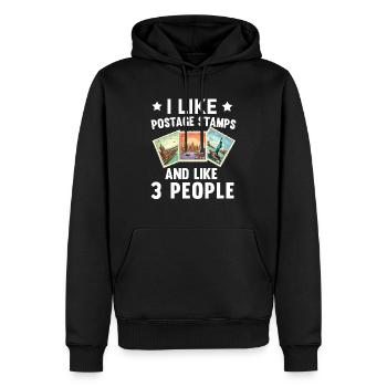 Timbre Collectionneur Affranchissement Estampillage Philatéliste Hommes - Sweat à capuche Premium bio Homme - noir - Devant - Nico (187cm)