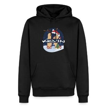 Toller Kevin-Name mit Weihnachtsmütze im Weihnachtsthema - Männer Premium Bio Hoodie - Schwarz - Vorne - Nico (187cm)