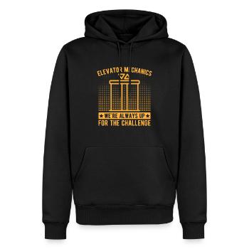 Elevator Mechanic - We ́re Always Up For Challenge - Men’s Premium Organic Hoodie - black - Front - Nico (187cm)