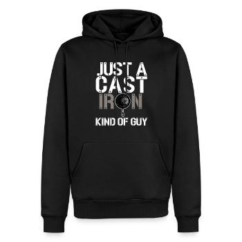 Gusseisen Pfanne Liebhaber Braten Pfanne Lustiges Kochen - Männer Premium Bio Hoodie - Schwarz - Vorne - Nico (187cm)