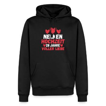 Ehe Nelkenhochzeit 28 Jahre Verheiratet Hochzeitst - Männer Premium Bio Hoodie - Schwarz - Vorne - Nico (187cm)