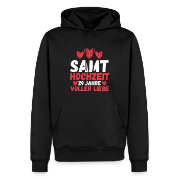 Ehe Samthochzeit 29 Jahre Verheiratet Hochzeitstag - Männer Premium Bio Hoodie - Schwarz - Vorne - Nico (187cm)