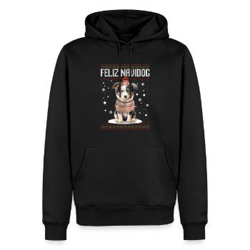 Chien berger australien Feliz Navidog - Feliz Navi - Sweat à capuche Premium bio Homme - noir - Devant - Nico (187cm)
