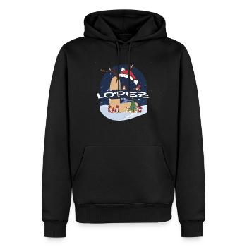Toller Lopez-Name mit Weihnachtsmütze im Weihnachtsthema - Männer Premium Bio Hoodie - Schwarz - Vorne - Nico (187cm)