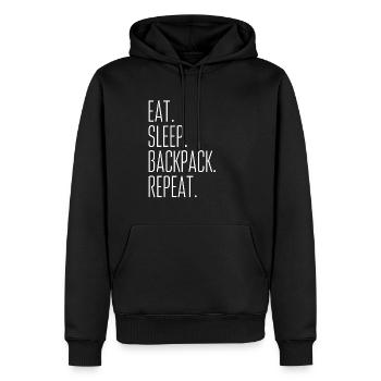 Backpacking - Männer Premium Bio Hoodie - Schwarz - Vorne - Nico (187cm)