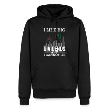 J’aime les gros dividendes et je ne peux pas mentir en bourse - Sweat à capuche Premium bio Homme - noir - Devant - Nico (187cm)