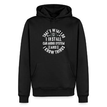 Autoradio pour haut-parleurs d’installateur audio Basse de voiture - Sweat à capuche Premium bio Homme - noir - Devant - Nico (187cm)