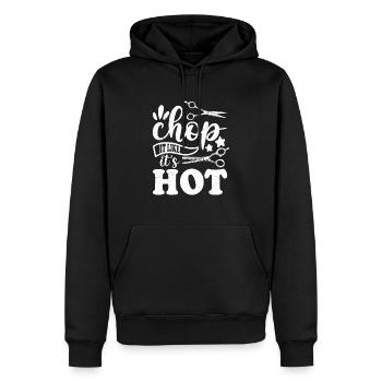 Hachez-le comme si c’était chaud coupe de cheveux barbe salon de coiffure - Sweat à capuche Premium bio Homme - noir - Devant - Nico (187cm)