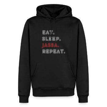 Eat. Sleep. Jassa. Repeat - Männer Premium Bio Hoodie - Schwarz - Vorne - Nico (187cm)