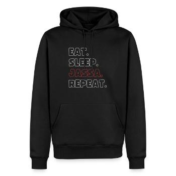 Jassa - Männer Premium Bio Hoodie - Schwarz - Vorne - Nico (187cm)