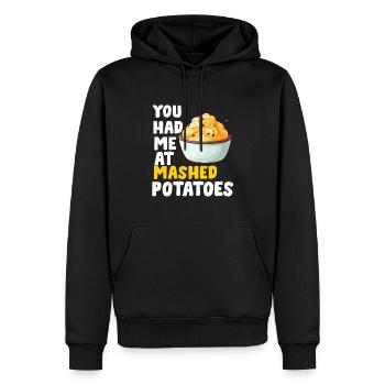 Amateur de purée de pommes de terre Nourriture de pommes de terre au beurre drôle - Sweat à capuche Premium bio Homme - noir - Devant - Nico (187cm)