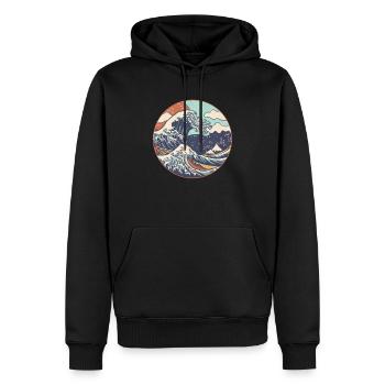 Kanagawa Japanisch Die große Welle - Männer Premium Bio Hoodie - Schwarz - Vorne - Nico (187cm)