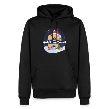 Génial nom de Ricci w chapeau de père Noël dans le thème de Noël - Sweat à capuche Premium bio Homme - noir - Devant - Nico (187cm)