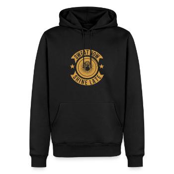 Sweat Now Shine Later Workout Training Weight Lift - Männer Premium Bio Hoodie - Schwarz - Vorne - Nico (187cm)