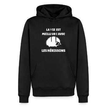 Hérisson - Sweat à capuche Premium bio Homme - noir - Devant - Nico (187cm)
