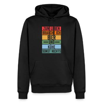 Bier Kuh Bauernhof Kuhbauer Landwirt Rind Kühe - Männer Premium Bio Hoodie - Schwarz - Vorne - Nico (187cm)