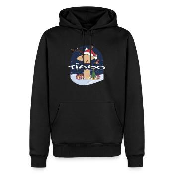 Génial nom de Tiago w chapeau de père Noël dans le thème de Noël - Sweat à capuche Premium bio Homme - noir - Devant - Nico (187cm)
