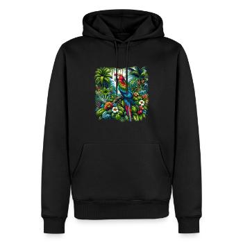 Tropischer Papagei - Männer Premium Bio Hoodie - Schwarz - Vorne - Nico (187cm)