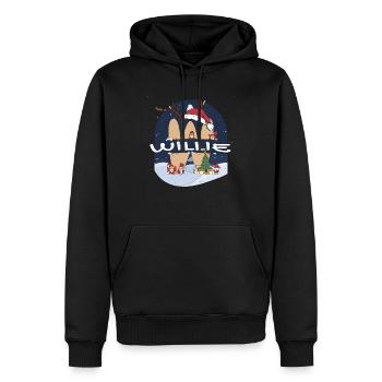 Génial Willie nom w chapeau de père Noël dans le thème de Noël - Sweat à capuche Premium bio Homme - noir - Devant - Nico (187cm)