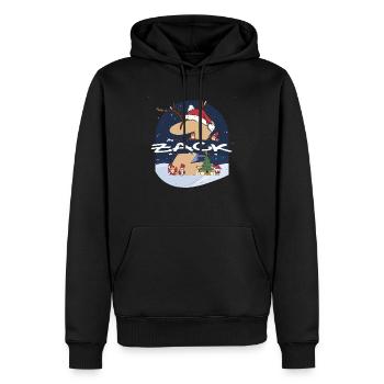 Awesome Zack Name w Santa Hat in Xmas Theme - Men’s Premium Organic Hoodie - black - Front - Nico (187cm)