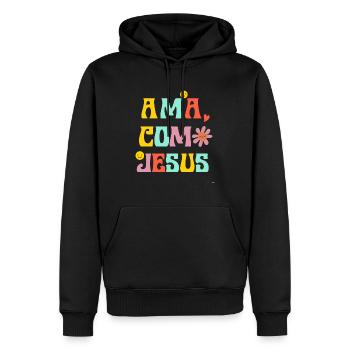 Camiseta Cristiana Para Mujer En Espanol Spanish - Men’s Premium Organic Hoodie - black - Front - Nico (187cm)