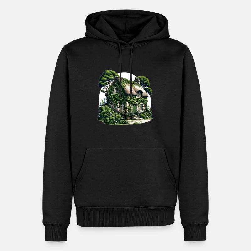 Cabane rustique en pierre - Sweat à capuche Premium bio Homme - noir
