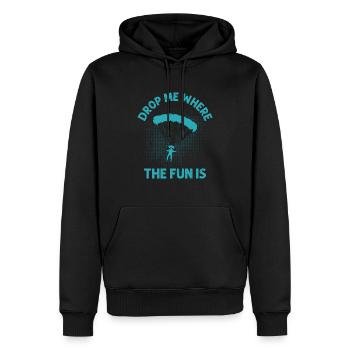 Déposez-moi là où le plaisir est le parachutiste en parachute - Sweat à capuche Premium bio Homme - noir - Devant - Nico (187cm)