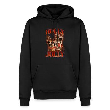Holly Jolly Funny Deer Christmas - Men’s Premium Organic Hoodie - black - Front - Nico (187cm)