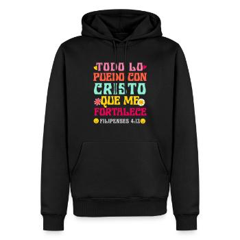 Camiseta Cristiana Para Mujer En Espanol Spanish - Men’s Premium Organic Hoodie - black - Front - Nico (187cm)