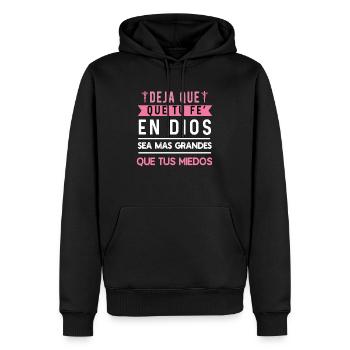 Camiseta Cristiana Para Mujer En Espanol Spanish - Men’s Premium Organic Hoodie - black - Front - Nico (187cm)