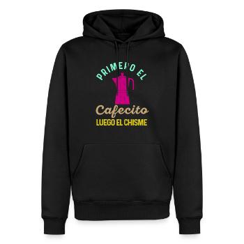 Funny Spanish Shirts Cafecito Cafe Espanol - Men’s Premium Organic Hoodie - black - Front - Nico (187cm)