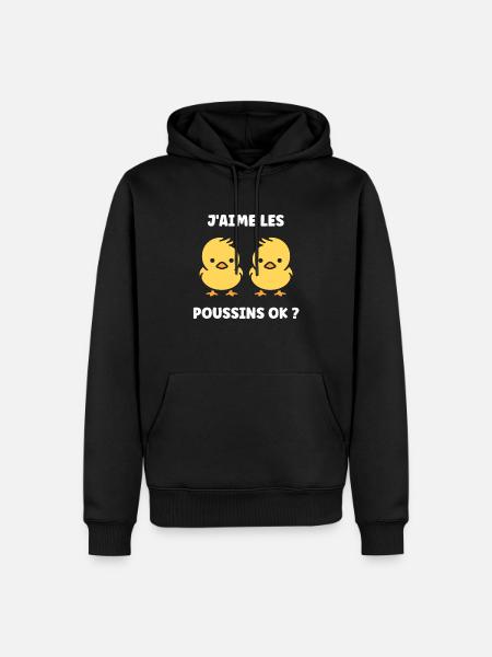 J'aime les poussins - Sweat à capuche Premium bio Homme - noir