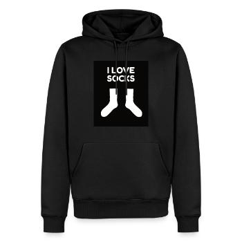 J’adore les chaussettes - Sweat à capuche Premium bio Homme - noir - Devant - Nico (187cm)