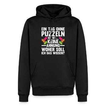 Puzzlefan Puzzler Puzzleteile Puzzle - Männer Premium Bio Hoodie - Schwarz - Vorne - Nico (187cm)