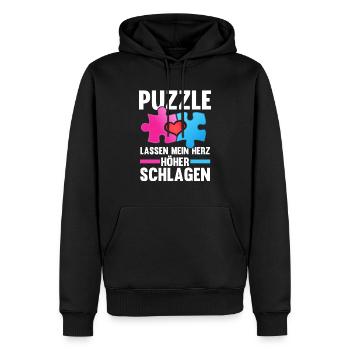 Puzzlefan Puzzler Puzzleteile Puzzle - Männer Premium Bio Hoodie - Schwarz - Vorne - Nico (187cm)