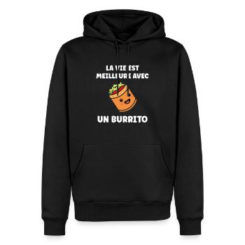 Amour Petit burrito - Sweat à capuche Premium bio Homme - noir - Devant - Nico (187cm)