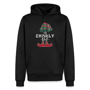 Charly Elf famille Match groupe papa Noël - Sweat à capuche Premium bio Homme - noir - Devant - Nico (187cm)