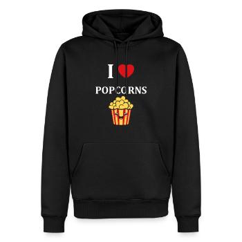 Ich liebe Popcorn - Männer Premium Bio Hoodie - Schwarz - Vorne - Nico (187cm)