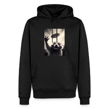 Lustiges Waschbär-Selfie mit UFO Classic Sci-Fi - Männer Premium Bio Hoodie - Schwarz - Vorne - Nico (187cm)