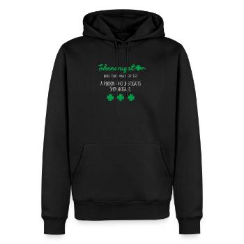 Shenanigator Lustiges irisches Kleeblatt - Männer Premium Bio Hoodie - Schwarz - Vorne - Nico (187cm)