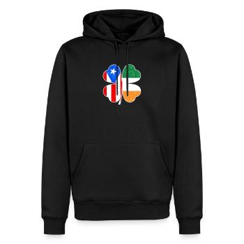 Drapeau portoricain irlandais trèfle d’Irlande - Sweat à capuche Premium bio Homme - noir - Devant - Nico (187cm)