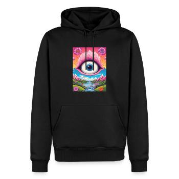 Psychedelisch Abstrakt LSD Hippie Trippig Wandering - Männer Premium Bio Hoodie - Schwarz - Vorne - Nico (187cm)