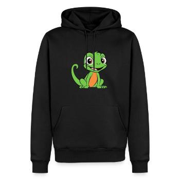 Humour petit lézard - Sweat à capuche Premium bio Homme - noir - Devant - Nico (187cm)