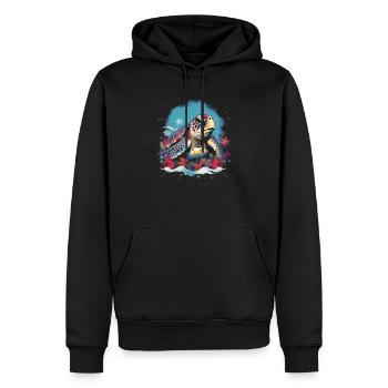 Tortue de mer avec Noël, tortues d’amour - Sweat à capuche Premium bio Homme - noir - Devant - Nico (187cm)