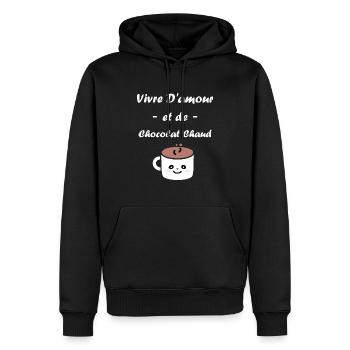 Humour petit chocolat chaud - Sweat à capuche Premium bio Homme - noir - Devant - Nico (187cm)