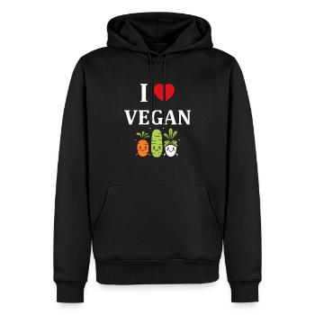 Humour petit légumes vegan - Sweat à capuche Premium bio Homme - noir - Devant - Nico (187cm)
