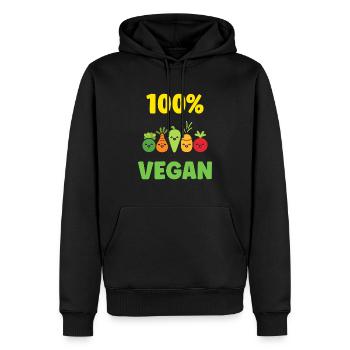 Humour petit légumes vegan - Sweat à capuche Premium bio Homme - noir - Devant - Nico (187cm)